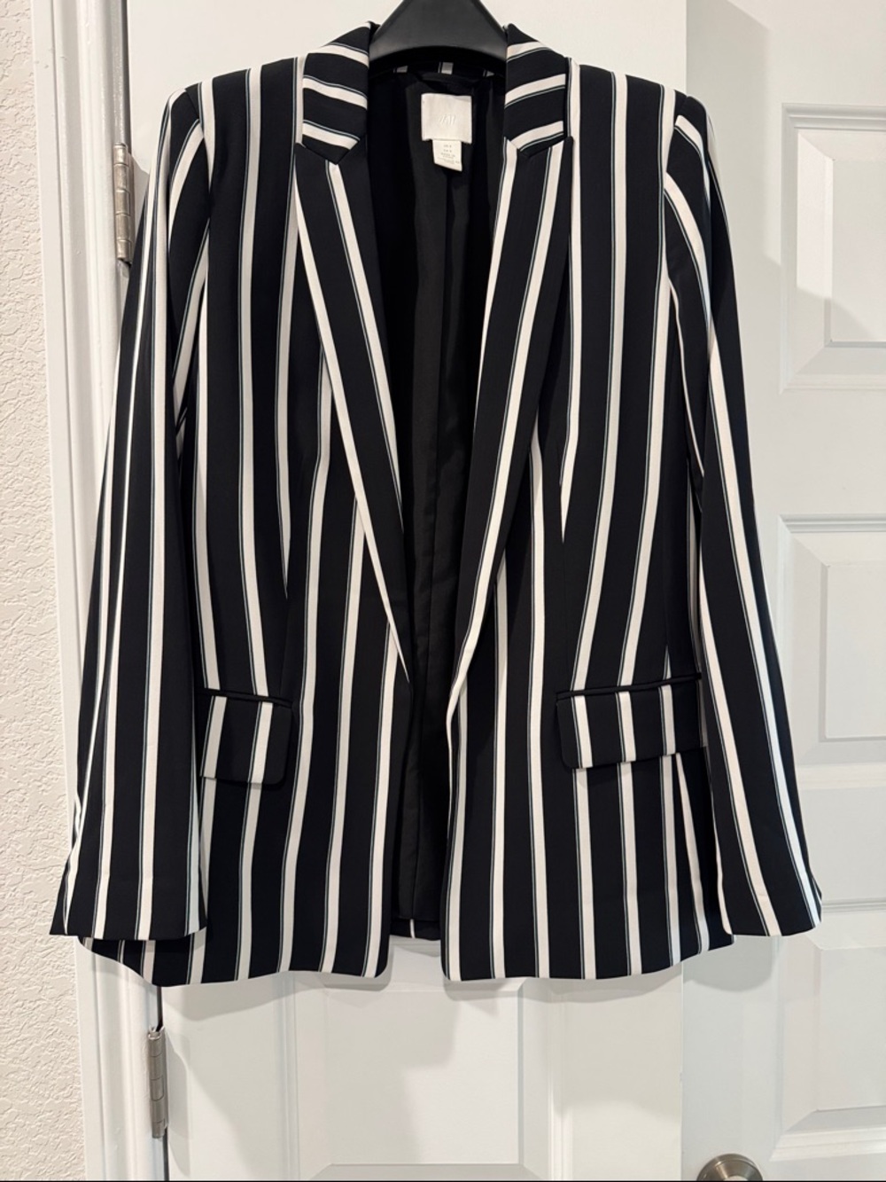H&M Black and White Vertical Stripe Blazer